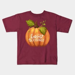 Harvest Blessings Fall Season Pumpkin Halloween Thanksgiving and Fall Color Lovers. Kids T-Shirt